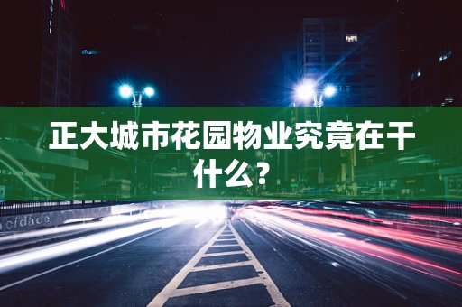 正大城市花园物业究竟在干什么？